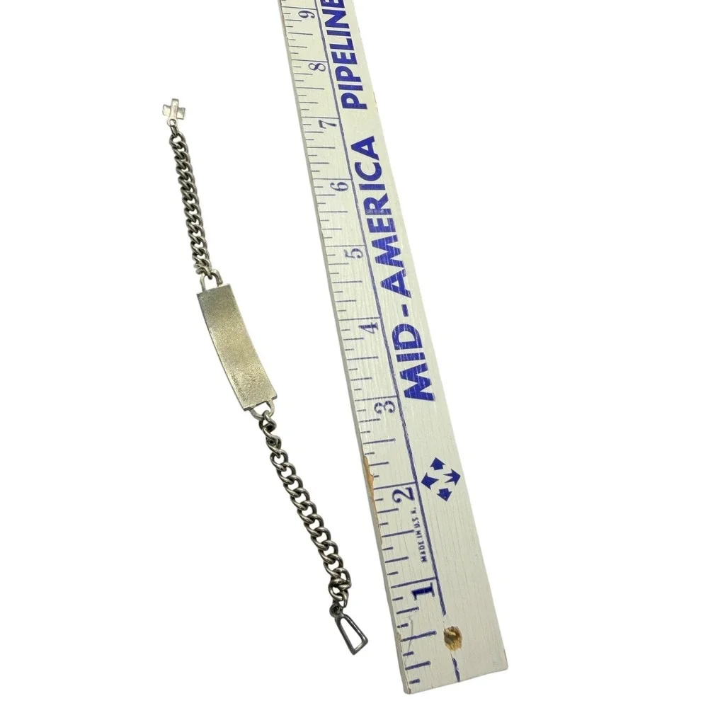Vintage Cub Scouts BSA ID‎ Bracelet Nickel Silver Wolf Logo Curb Chain 6.5